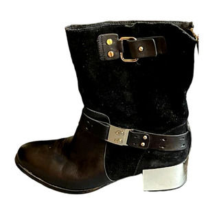 DANIBLACK  RAFAEL BOOT IN BLACK WITH MIRROR HEEL SZ 6.5